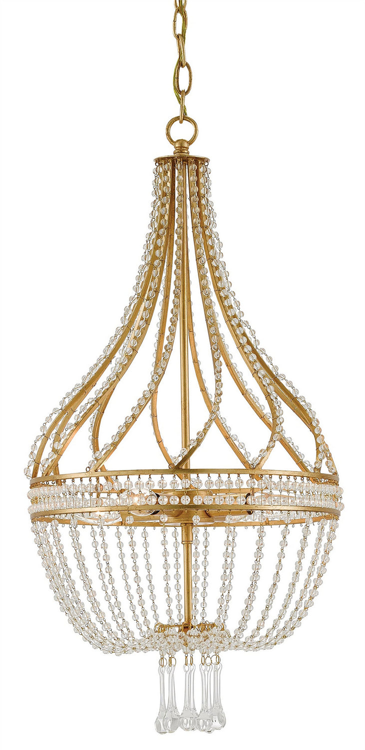 Currey and Company - Four Light Chandelier - Ingenue - Antique Gold Leaf/Clear- Union Lighting Luminaires Decor