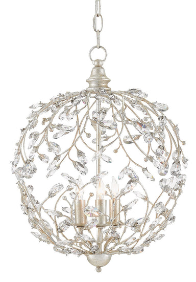 Currey and Company - Three Light Chandelier - Crystal Bud - Silver Granello- Union Lighting Luminaires Decor