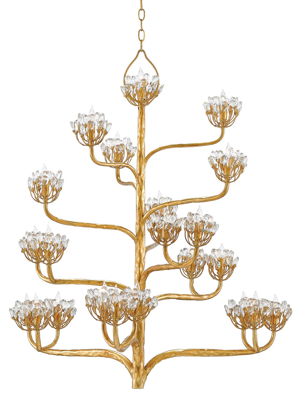 Currey and Company - 22 Light Chandelier - Agave Americana Collection - Dark Contemporary Gold Leaf- Union Lighting Luminaires Decor