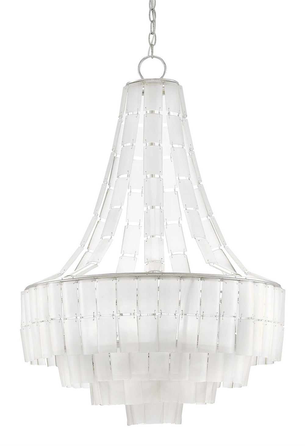 Currey and Company - Seven Light Chandelier - Vintner Collection - Contemporary Silver Leaf/Opaque White- Union Lighting Luminaires Decor
