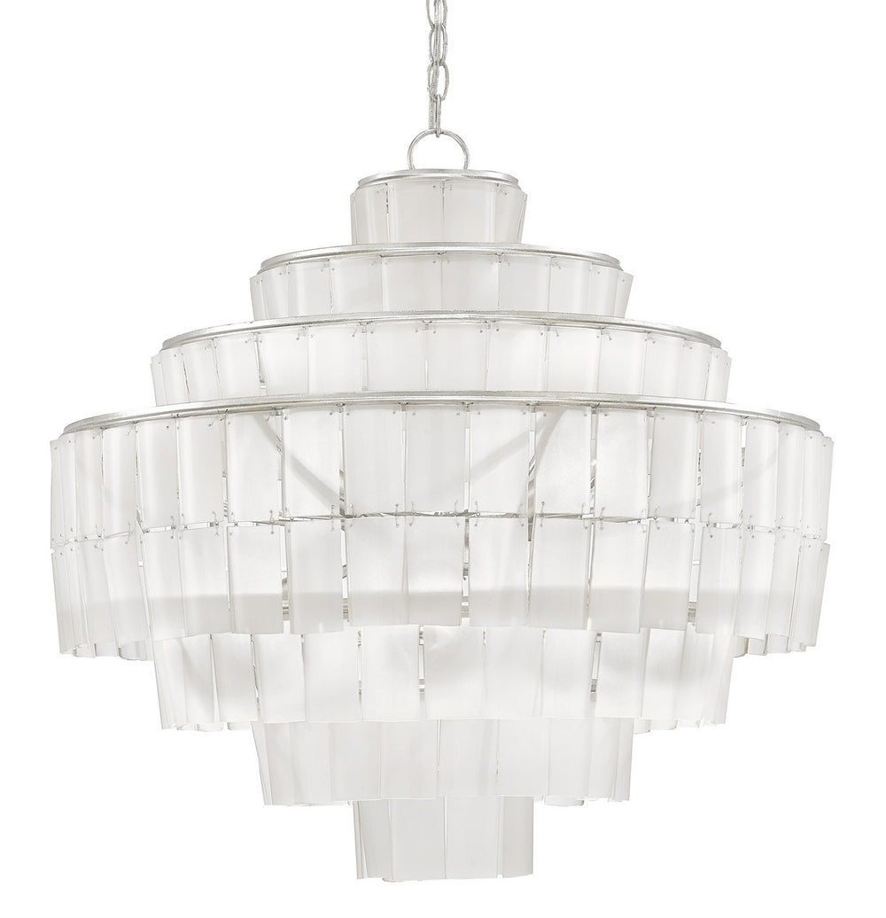 Currey and Company - Eight Light Chandelier - Sommelier Collection - Contemporary Silver Leaf/Opaque White- Union Lighting Luminaires Decor