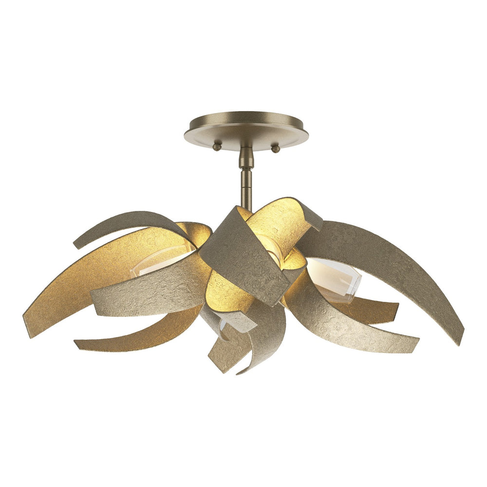 Hubbardton Forge - Four Light Semi-Flush Mount - Corona - Soft Gold- Union Lighting Luminaires Decor