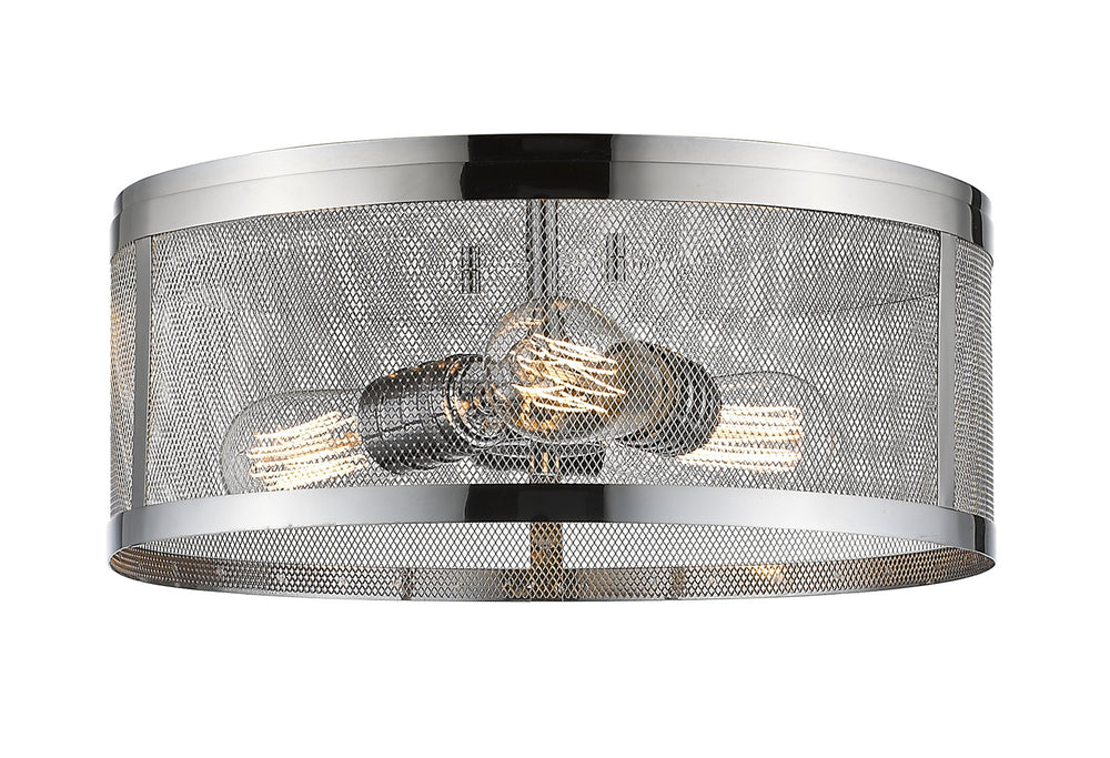 Z-Lite Canada - Three Light Flush Mount - Meshsmith - Chrome- Union Lighting Luminaires Decor