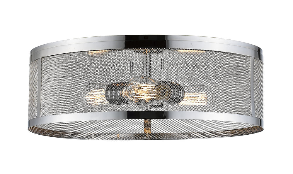 Z-Lite Canada - Three Light Flush Mount - Meshsmith - Chrome- Union Lighting Luminaires Decor