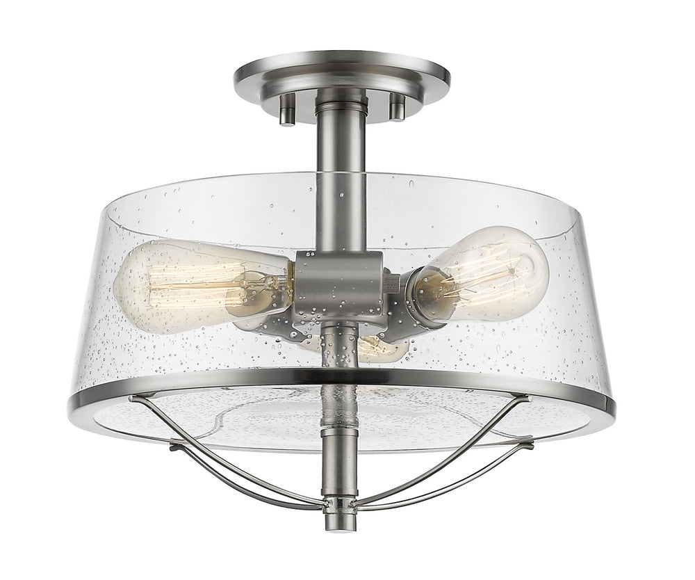 Z-Lite Canada - Three Light Semi Flush Mount - Mariner - Brushed Nickel- Union Lighting Luminaires Decor