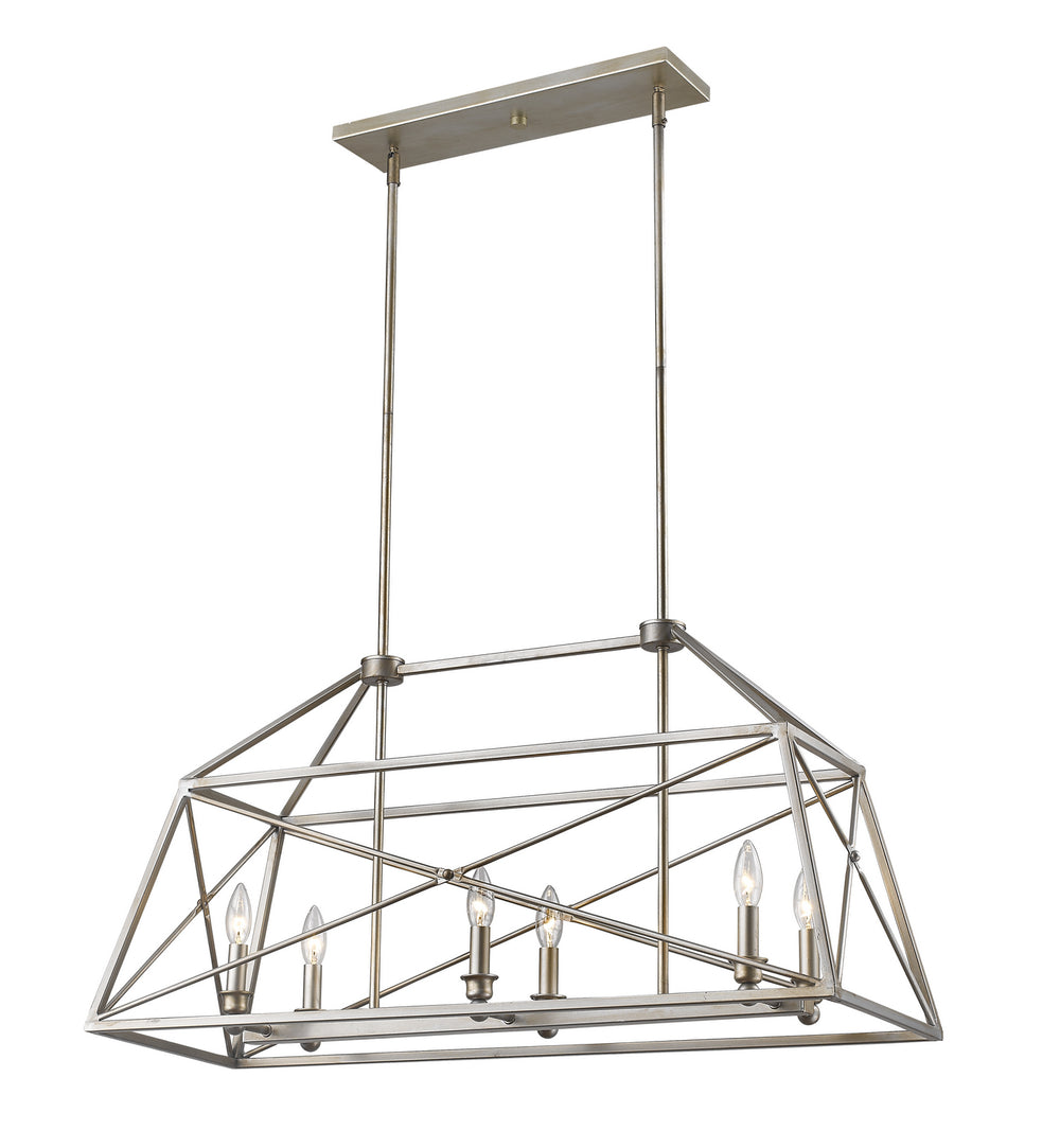 Z-Lite Canada - Six Light Linear Chandelier - Trestle - Antique Silver- Union Lighting Luminaires Decor