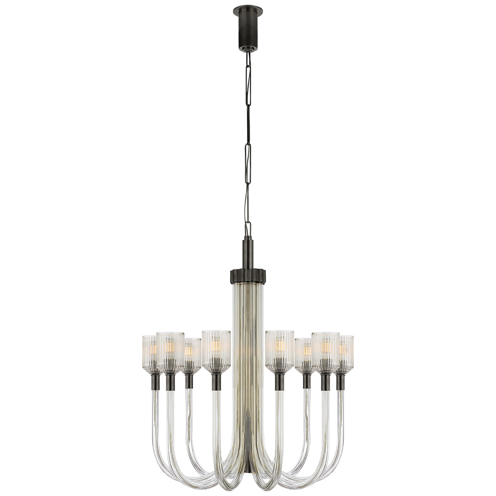 Visual Comfort Signature Canada - Ten Light Chandelier - Reverie - Clear Ribbed Glass and Bronze- Union Lighting Luminaires Decor