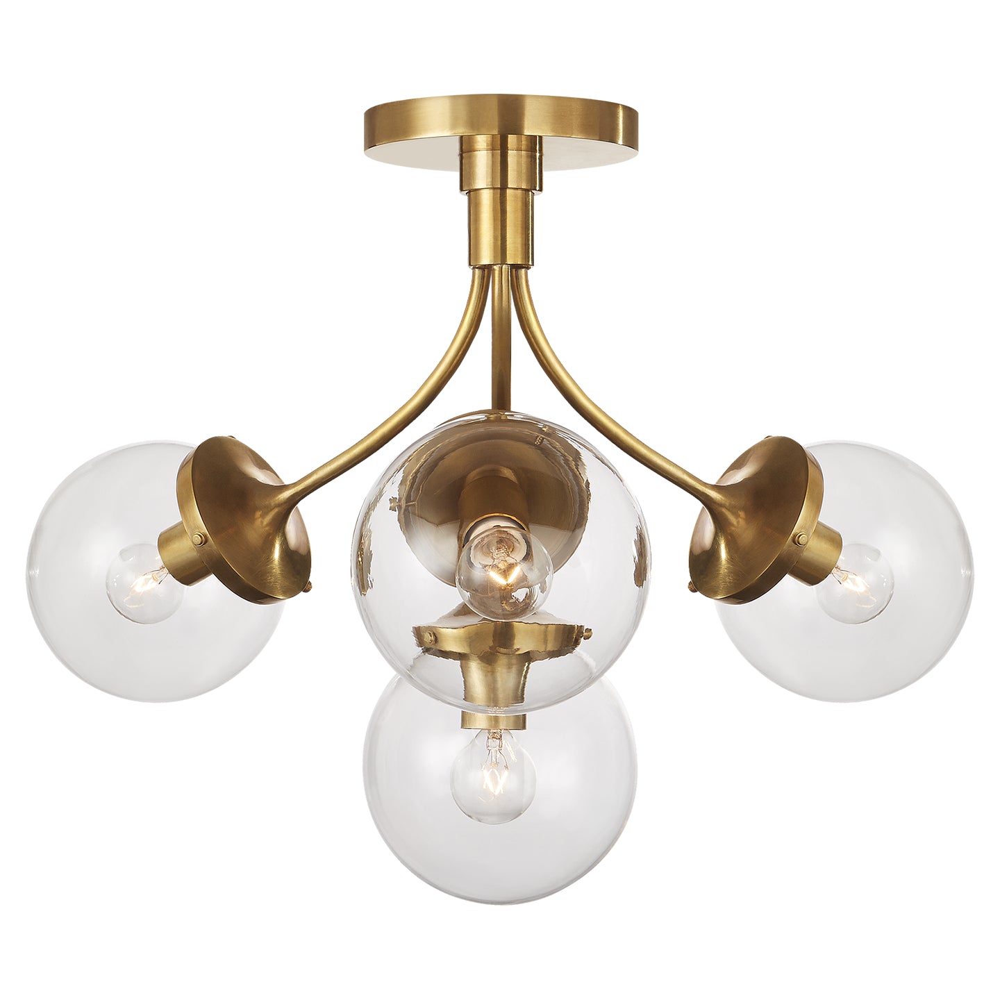 Visual Comfort Signature Canada - Four Light Semi Flush Mount - Prescott - Soft Brass- Union Lighting Luminaires Decor
