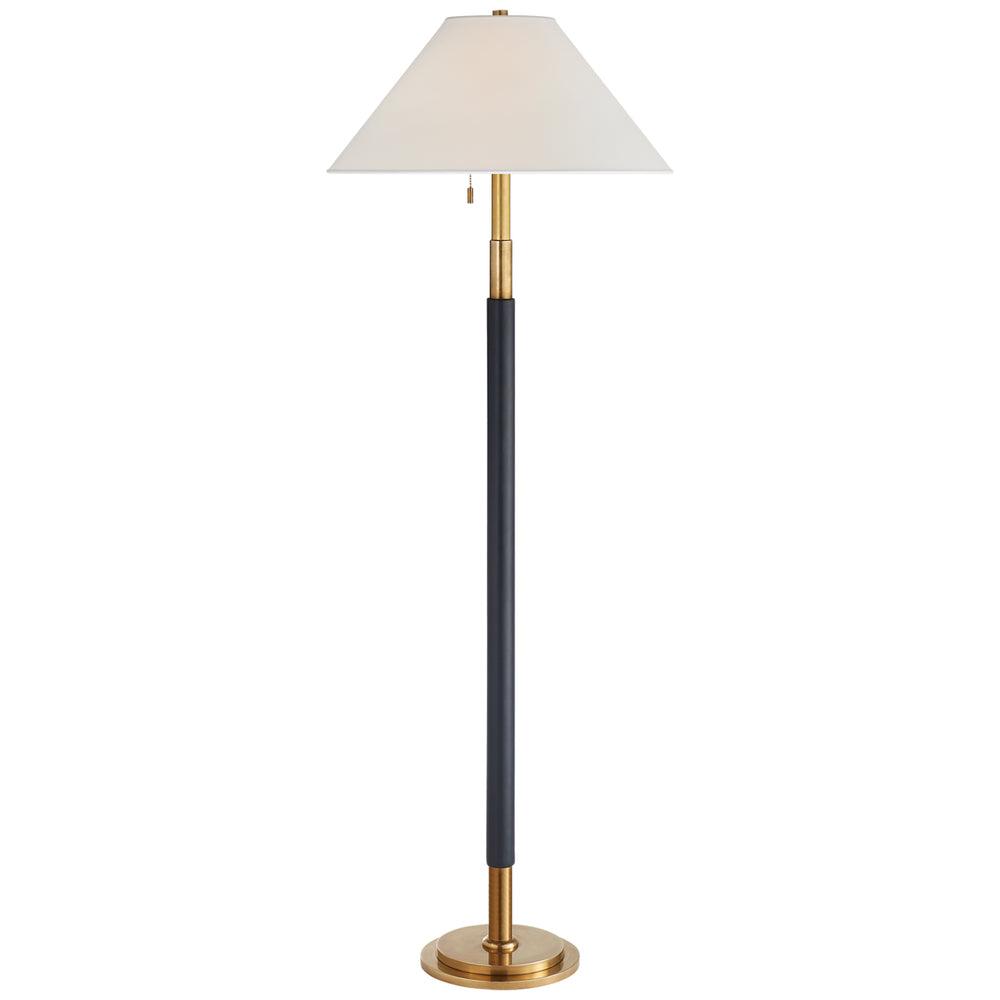 Ralph Lauren Canada - Two Light Floor Lamp - Garner - Natural Brass and Navy Leather- Union Lighting Luminaires Decor