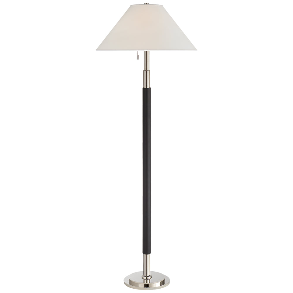 Ralph Lauren Canada - Two Light Floor Lamp - Garner - Polished Nickel and Chocolate Leather- Union Lighting Luminaires Decor