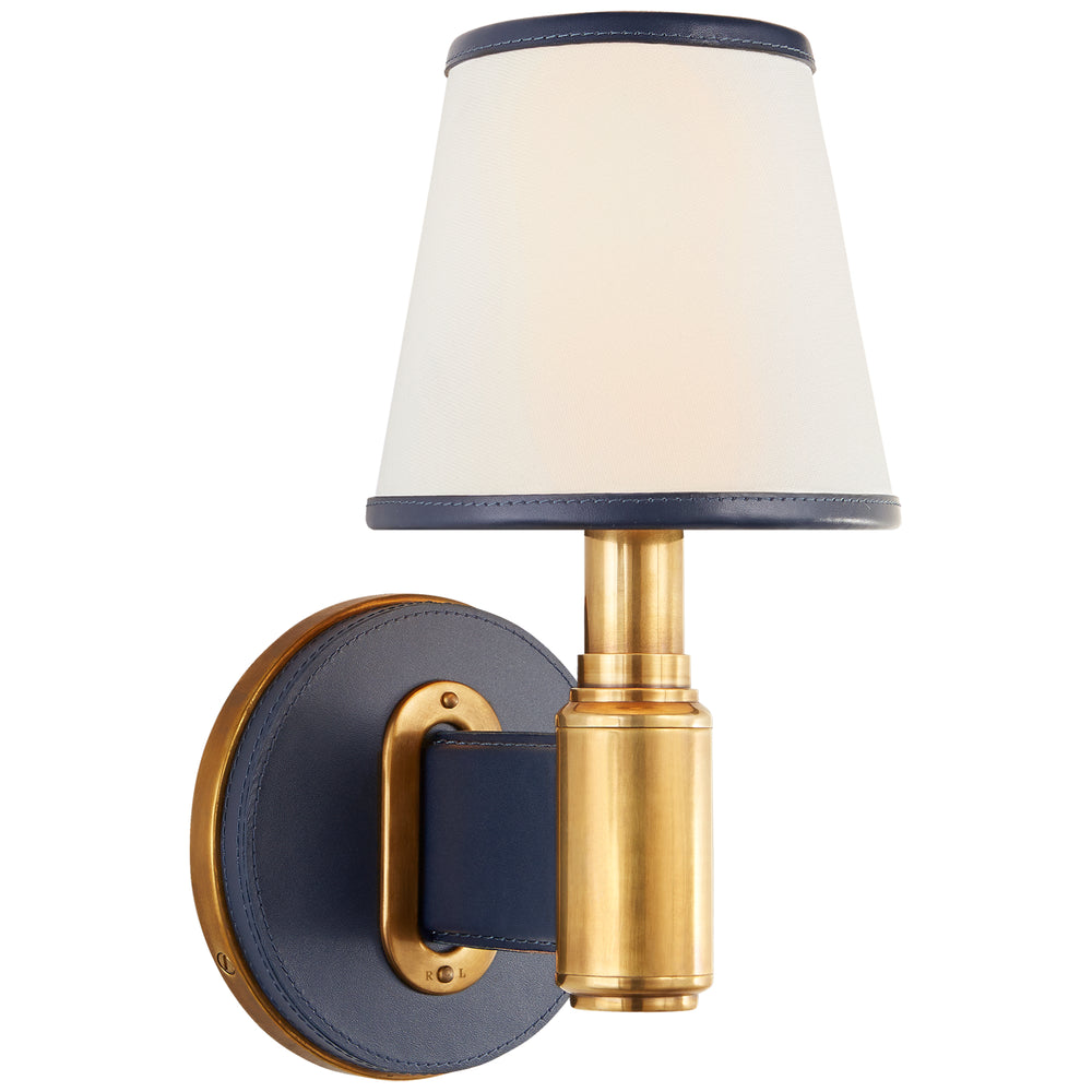Ralph Lauren Canada - One Light Wall Sconce - Riley - Natural Brass and Navy Leather- Union Lighting Luminaires Decor
