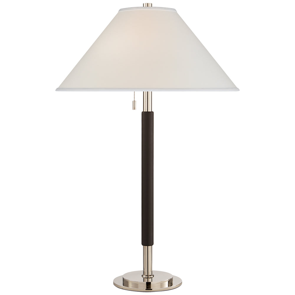 Ralph Lauren Canada - Two Light Table Lamp - Garner - Polished Nickel and Chocolate Leather- Union Lighting Luminaires Decor