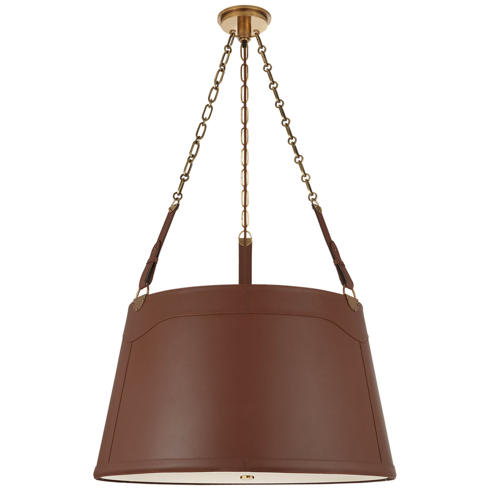 Ralph Lauren Canada - Three Light Pendant - Karlie - Natural Brass and Saddle Leather- Union Lighting Luminaires Decor