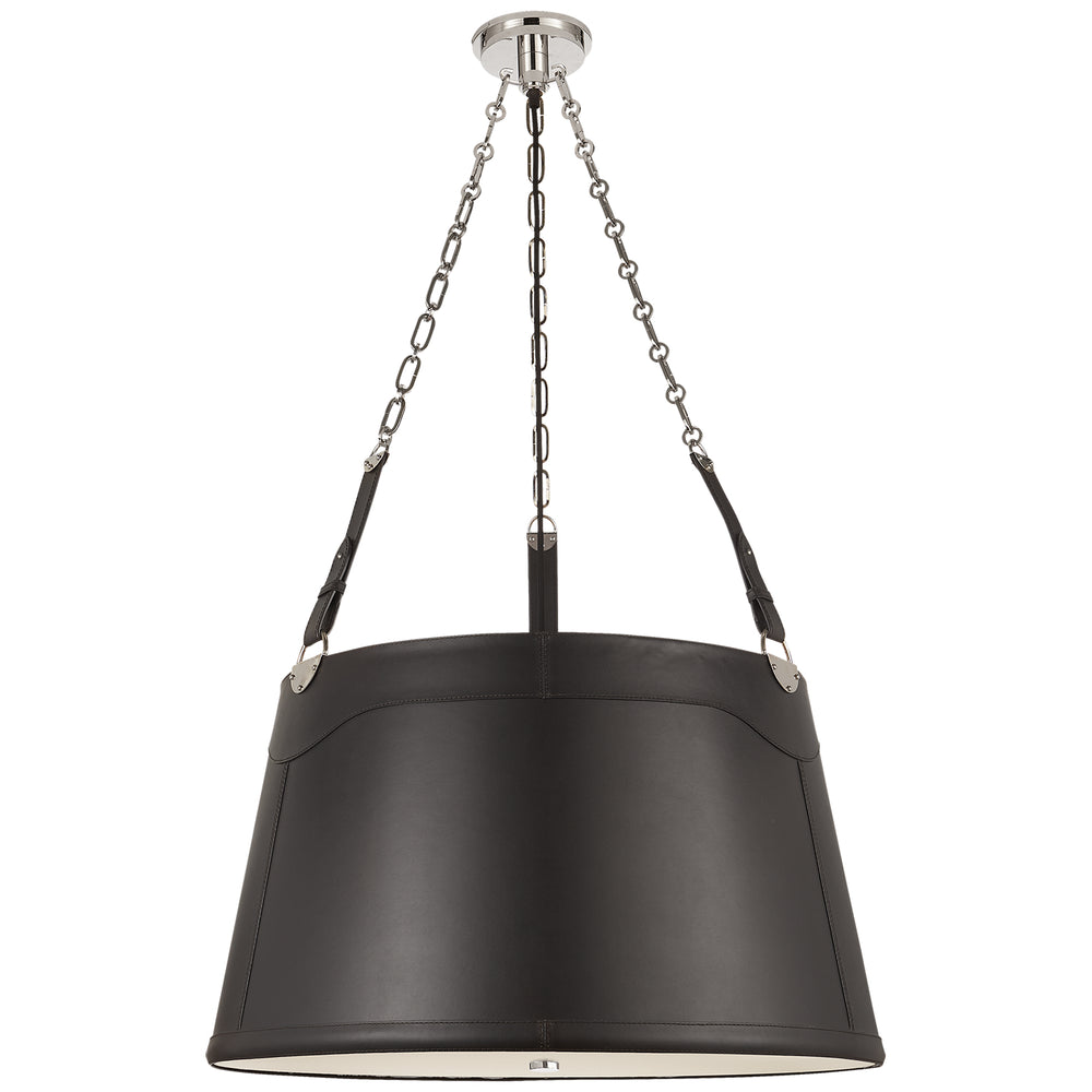 Ralph Lauren Canada - Three Light Pendant - Karlie - Polished Nickel and Chocolate Leather- Union Lighting Luminaires Decor