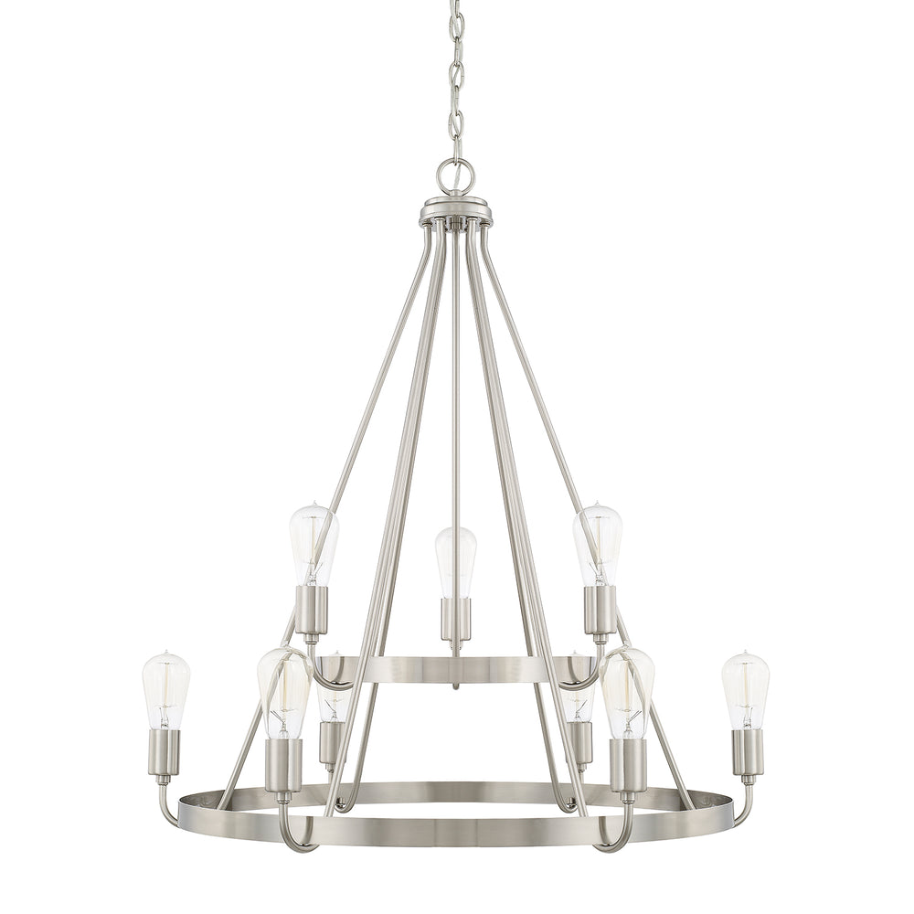 Capital Lighting - Nine Light Chandelier - Tanner - Brushed Nickel- Union Lighting Luminaires Decor