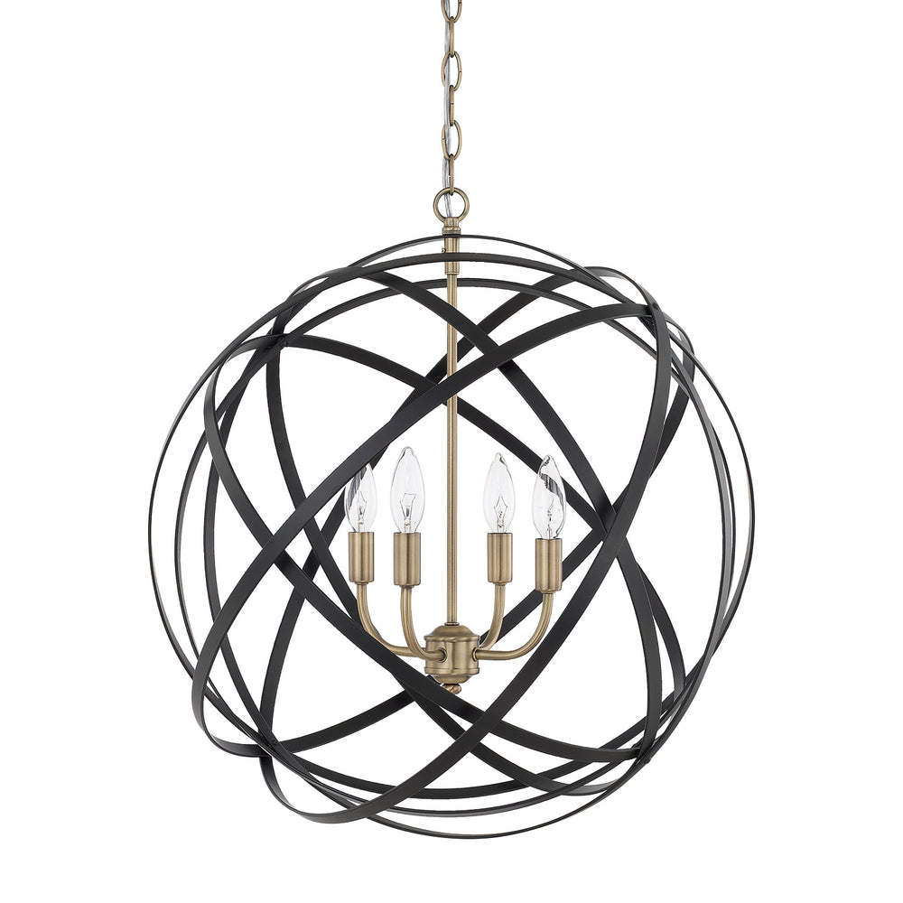 Capital Lighting - Four Light Pendant - Axis - Aged Brass and Black- Union Lighting Luminaires Decor