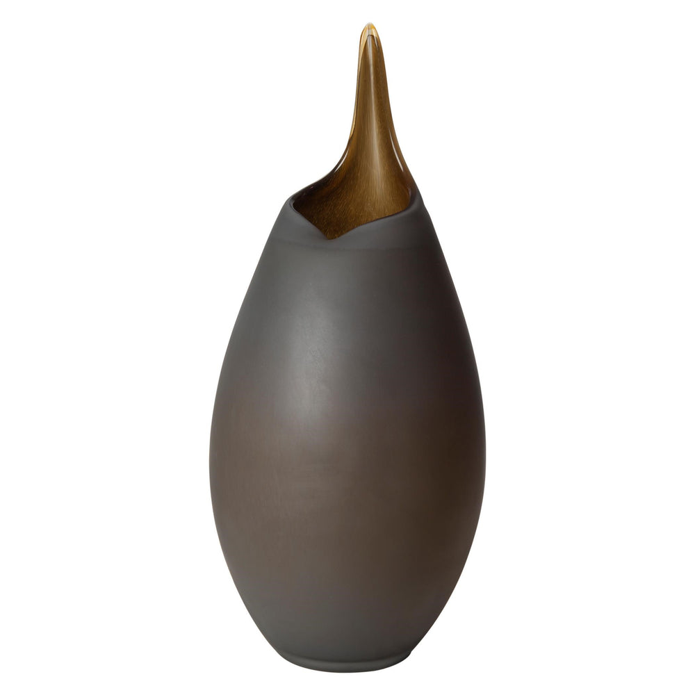 Frosted Grey Vases w/Amber Casing