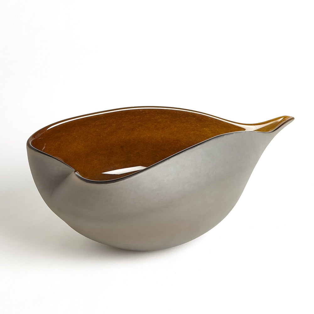 Frosted Grey Bowl and Vases w/Amber Casing