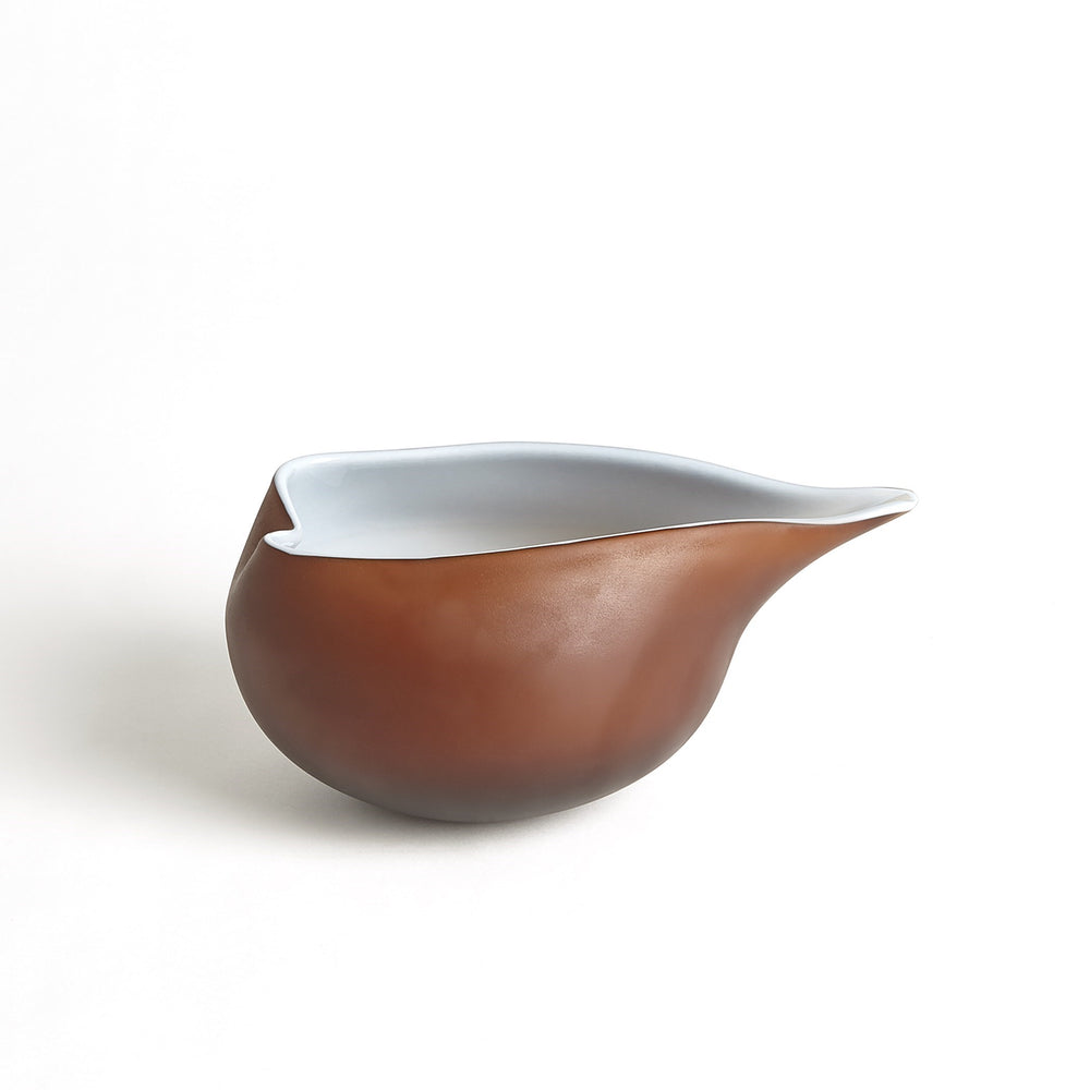 Frosted Amber Bowl w/Blue Casing