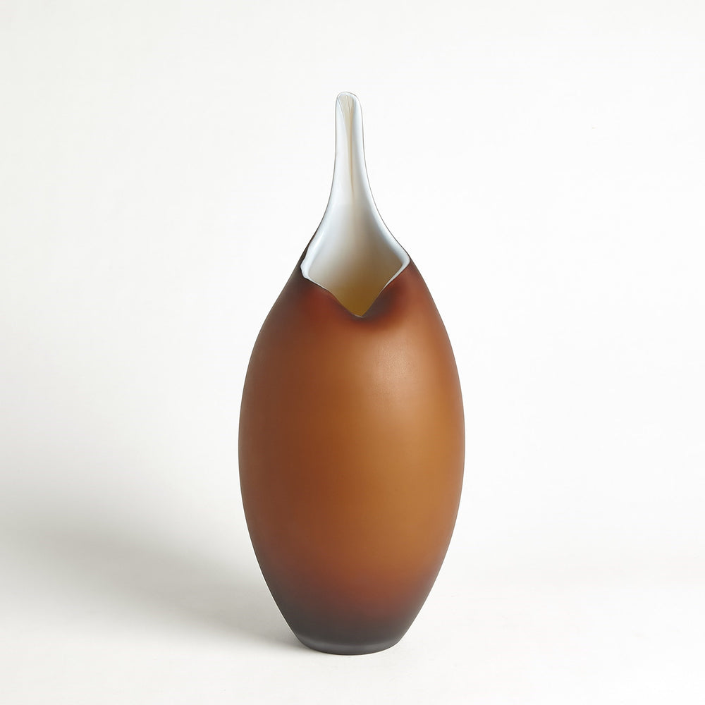 Bol en ambre givré et vases avec boîtier bleu