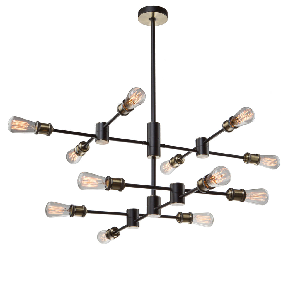 Artcraft Canada - 12 Light Chandelier - Tribeca - Matte Black & Satin Brass- Union Lighting Luminaires Decor