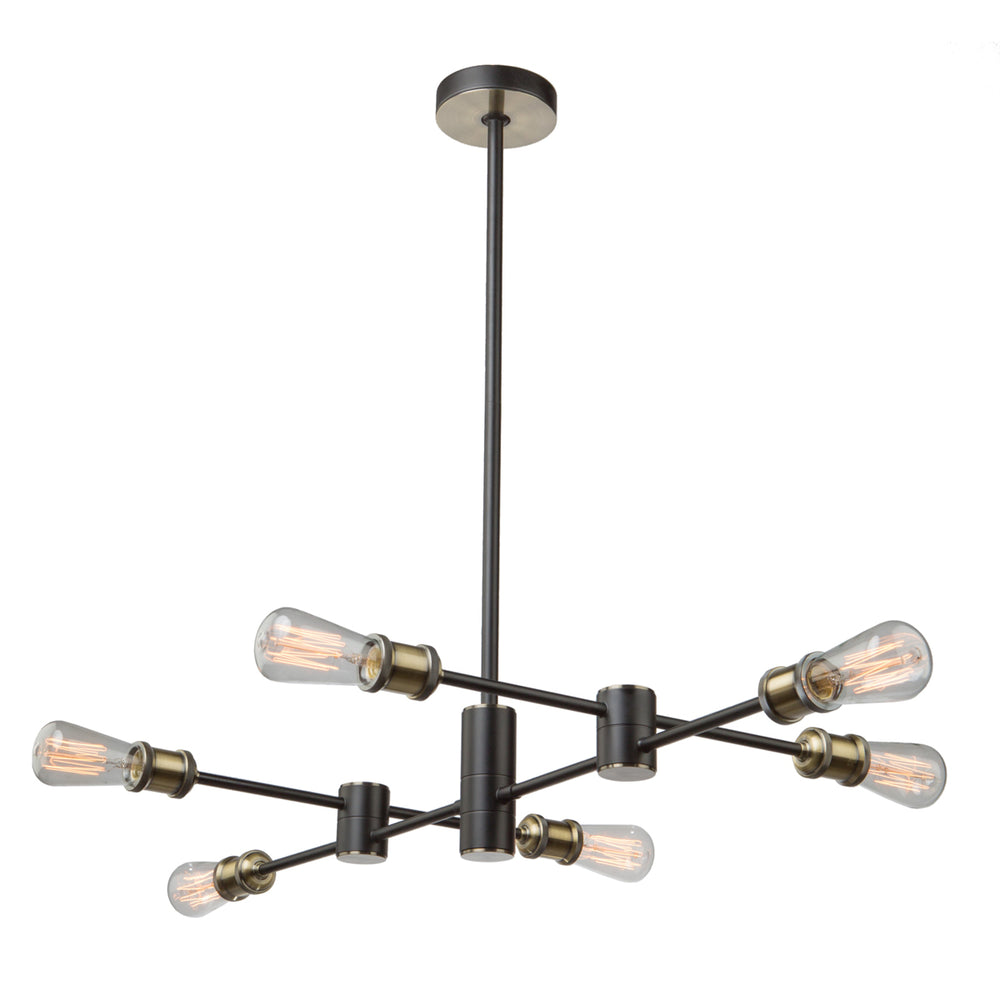 Artcraft Canada - Six Light Chandelier - Tribeca - Matte Black & Satin Brass- Union Lighting Luminaires Decor