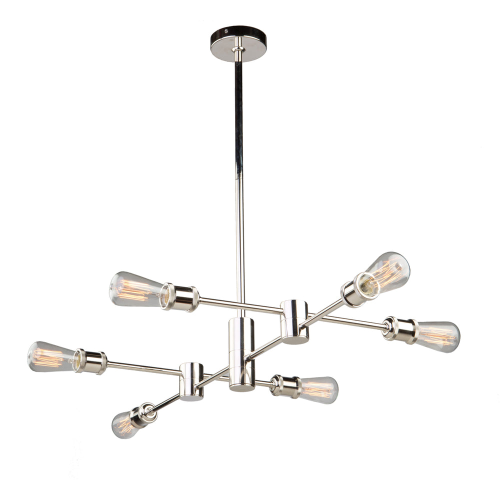 Artcraft Canada - Six Light Chandelier - Tribeca - Polished Nickel- Union Lighting Luminaires Decor