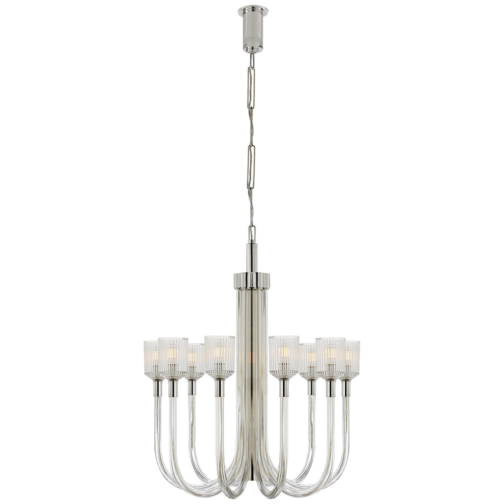 Visual Comfort Signature Canada - Ten Light Chandelier - Reverie - Clear Ribbed Glass and Polished Nickel- Union Lighting Luminaires Decor