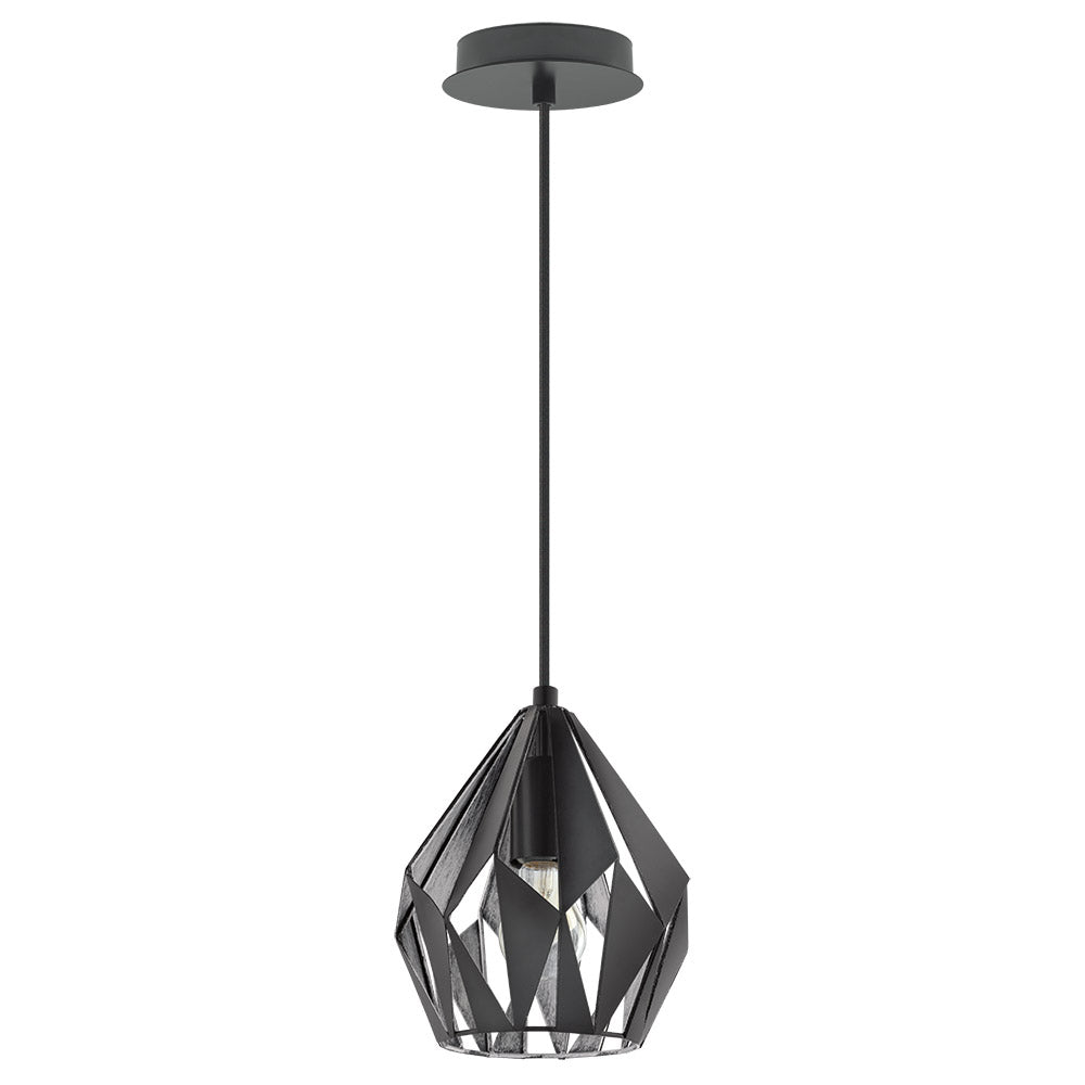 Eglo Canada - One Light Pendant - Carlton 3 - Matte Black & Silver- Union Lighting Luminaires Decor
