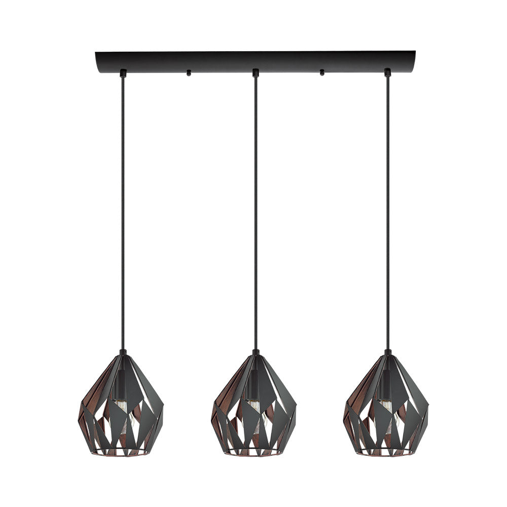 Eglo Canada - Three Light Pendant - Carlton 3 - Black- Union Lighting Luminaires Decor