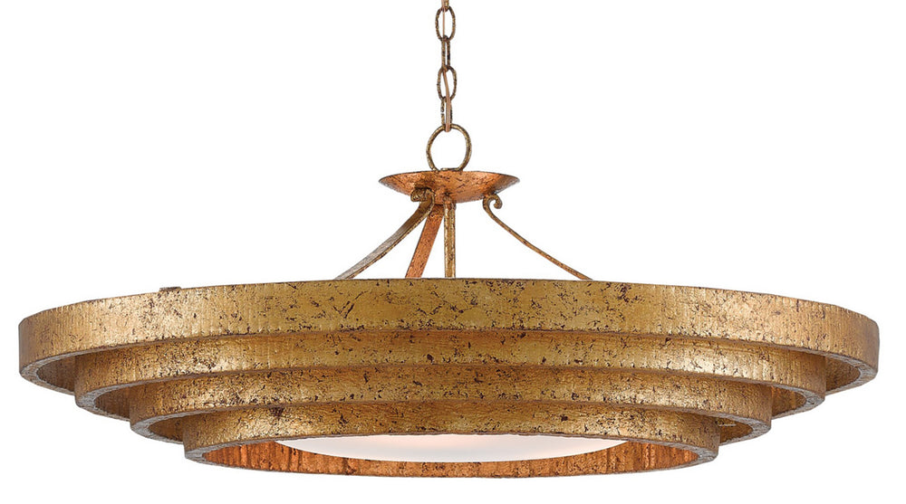 Currey and Company - Three Light Chandelier - Belle - Gold Leaf- Union Lighting Luminaires Decor
