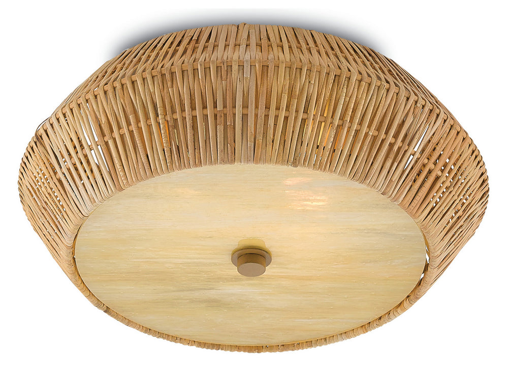 Currey and Company - Two Light Flush Mount - Antibes Collection - Natural/Honey Beige- Union Lighting Luminaires Decor