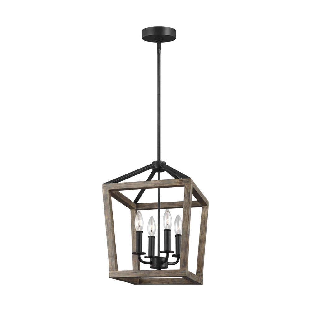 Visual Comfort Studio Canada - Four Light Chandelier - Gannet - Weathered Oak Wood / Antique Forged Iron- Union Lighting Luminaires Decor