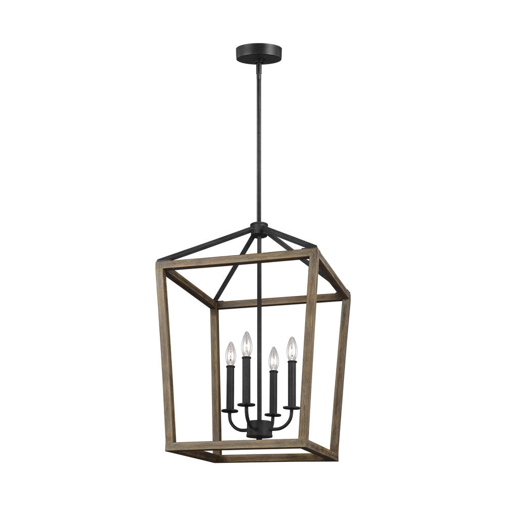 Visual Comfort Studio Canada - Four Light Chandelier - Gannet - Weathered Oak Wood / Antique Forged Iron- Union Lighting Luminaires Decor