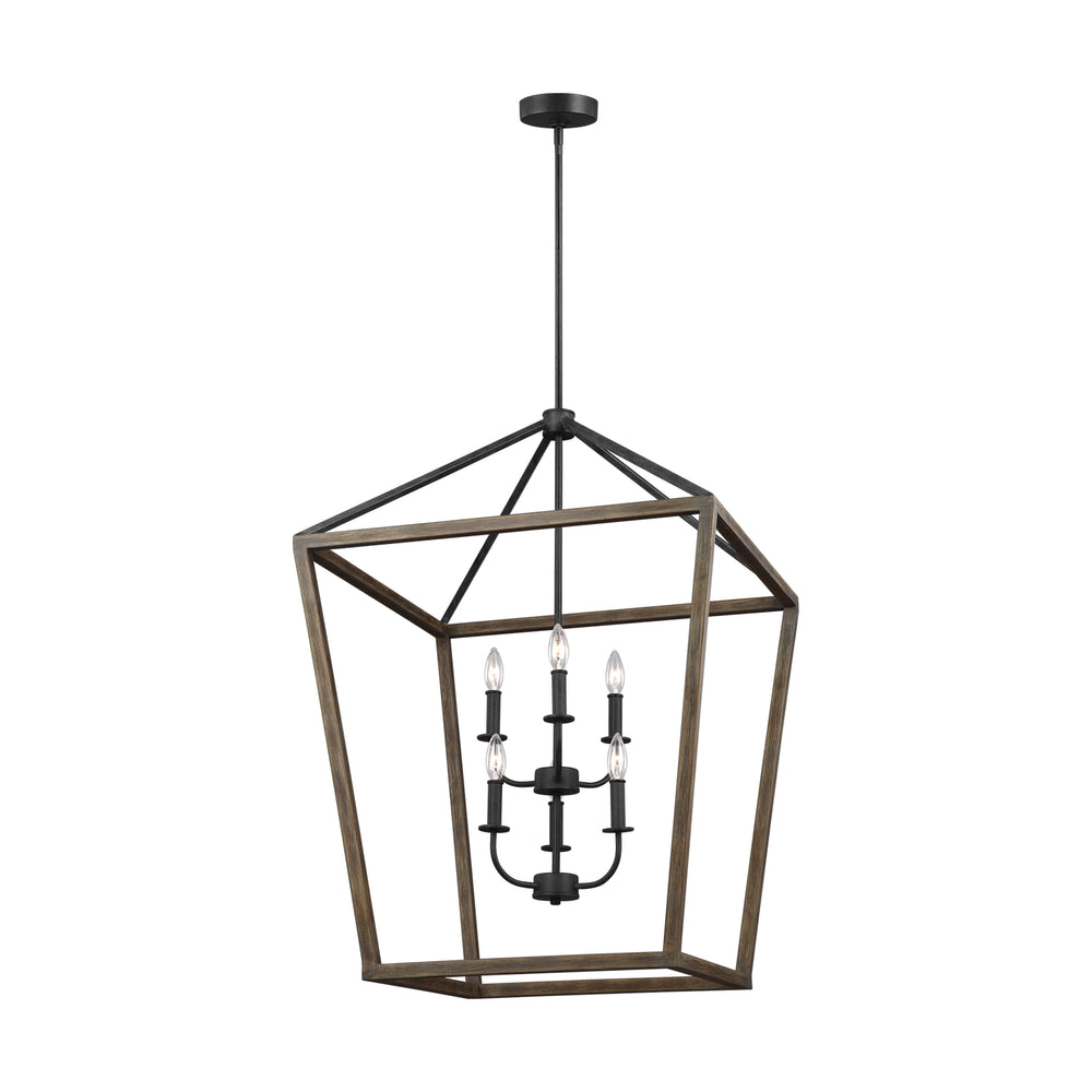 Visual Comfort Studio Canada - Six Light Chandelier - Gannet - Weathered Oak Wood / Antique Forged Iron- Union Lighting Luminaires Decor