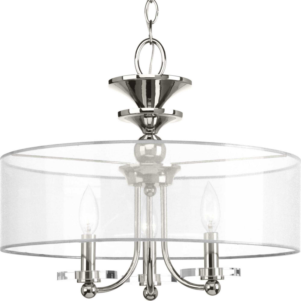 Progress Canada - Three Light Semi-Flush Convertible - Marche' - Polished Nickel- Union Lighting Luminaires Decor