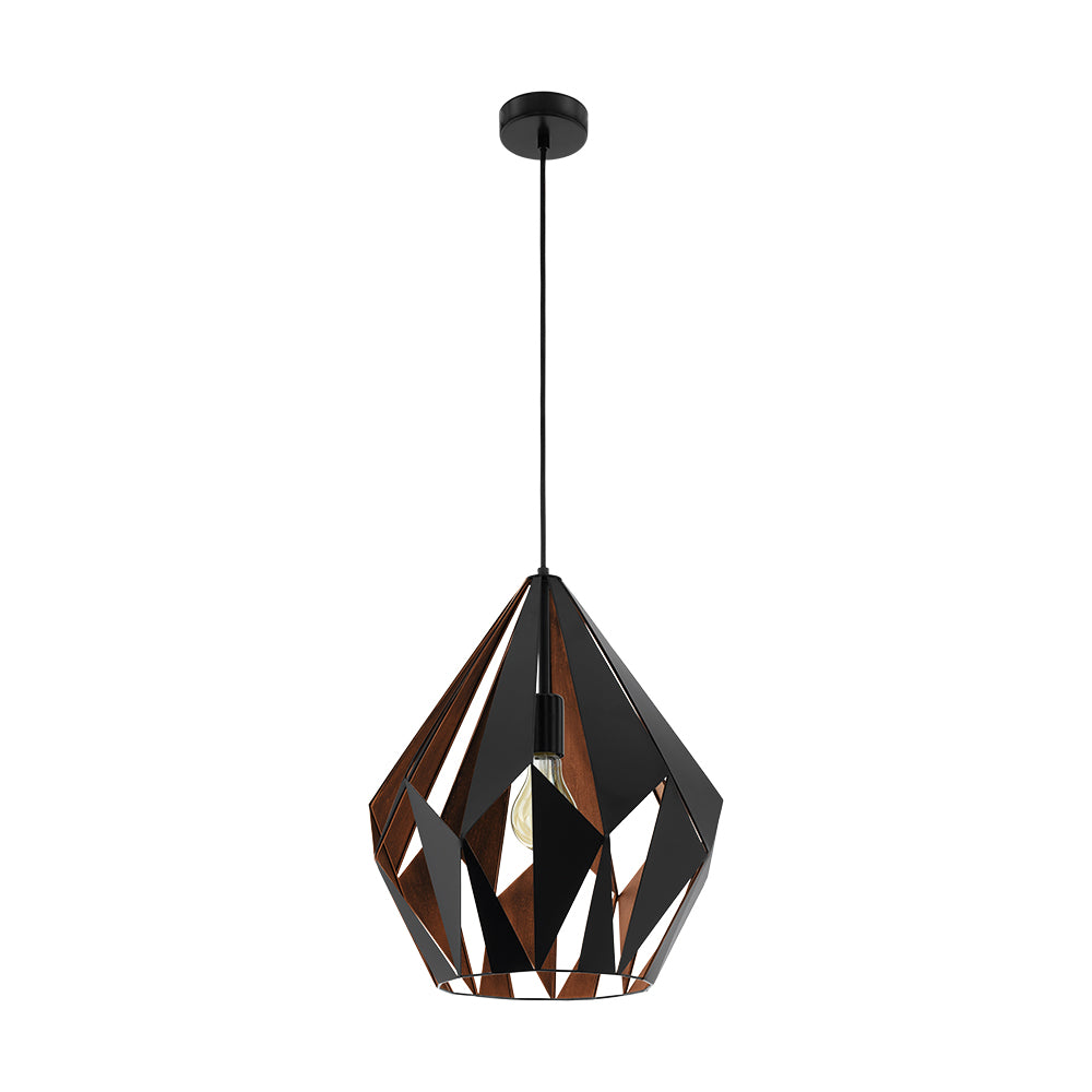 Eglo Canada - One Light Pendant - Carlton 1 - Matte Black/ Copper- Union Lighting Luminaires Decor