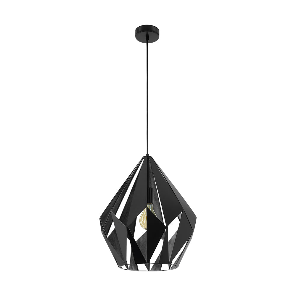 Eglo Canada - One Light Pendant - Carlton 1 - Matte Black/Silver- Union Lighting Luminaires Decor