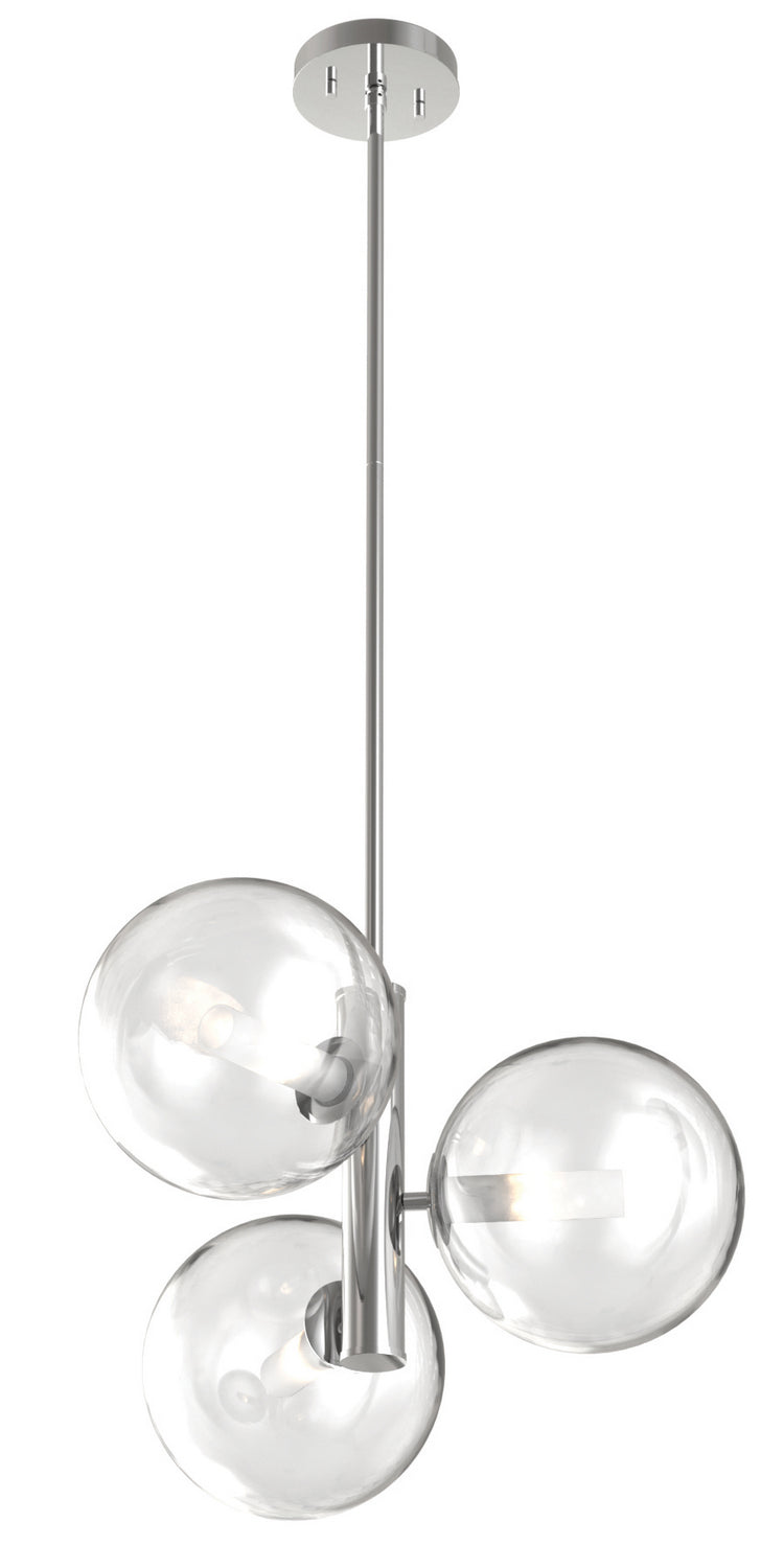 DVI Canada - Three Light Pendant - Courcelette - Chrome With Clear Glass- Union Lighting Luminaires Decor