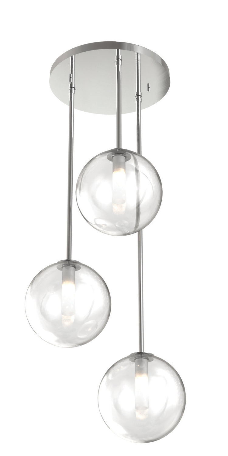 DVI Canada - Three Light Pendant - Courcelette - Chrome With Clear Glass- Union Lighting Luminaires Decor