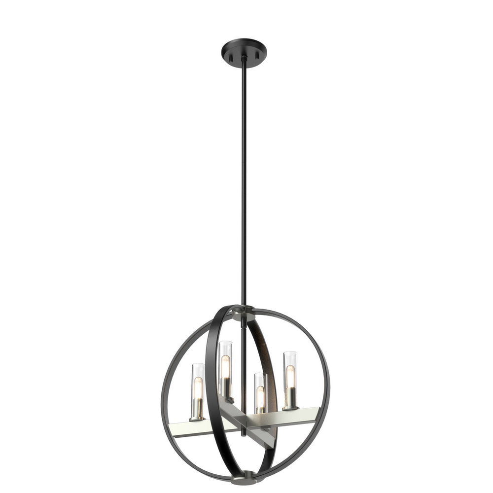 DVI Canada - Four Light Pendant - Mont Royal - Satin Nickel And Graphite w/Clear Glass- Union Lighting Luminaires Decor