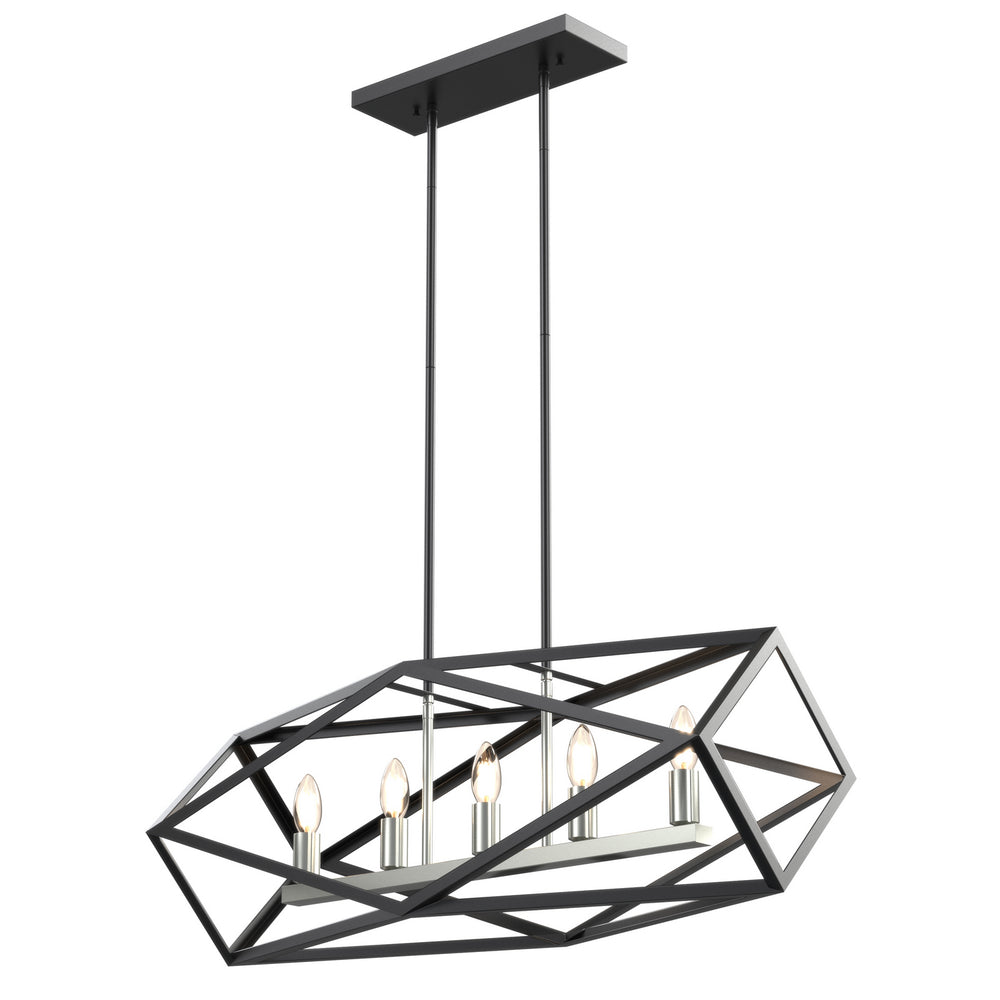 DVI Canada - Five Light Linear Pendant - Polygon - Satin Nickel And Graphite- Union Lighting Luminaires Decor