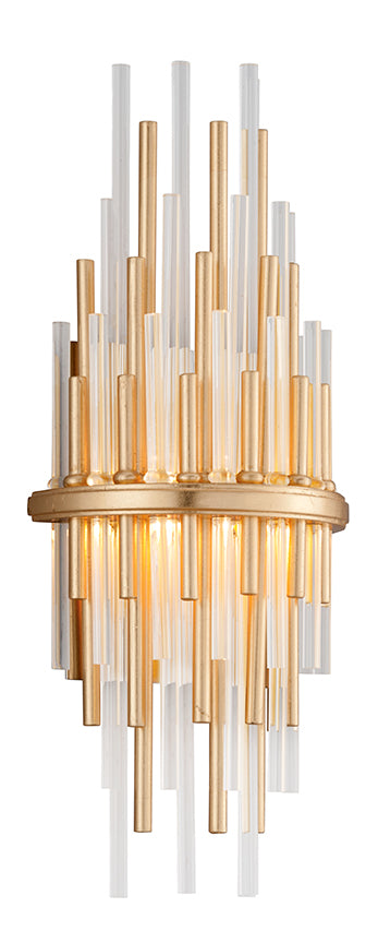 Corbett Lighting - Two Light Wall Sconce - Theory - Gold Leaf W Polished Stainless- Union Lighting Luminaires Decor