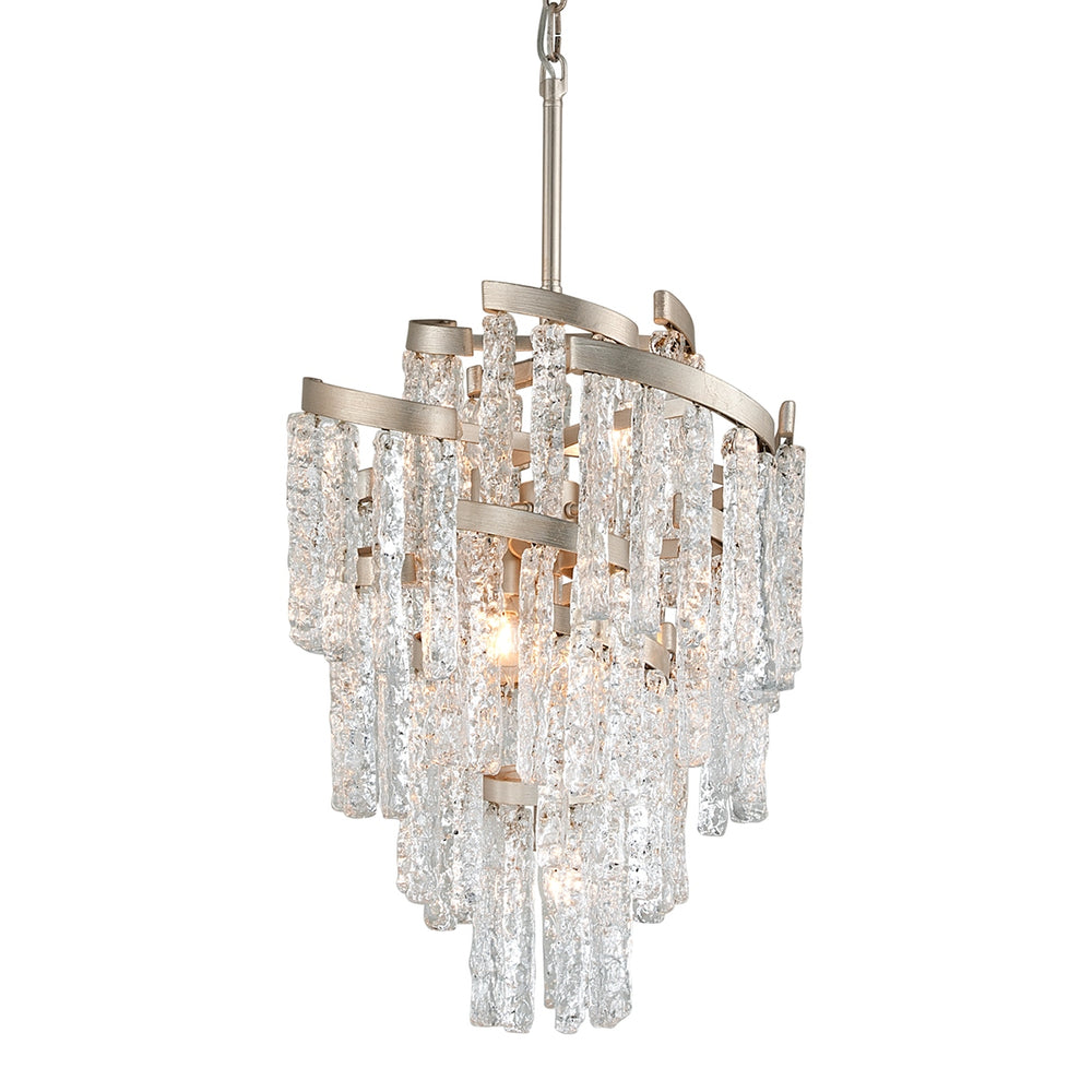Corbett Lighting Canada - Seven Light Chandelier - Mont Blanc - Modern Silver Leaf- Union Lighting Luminaires Decor