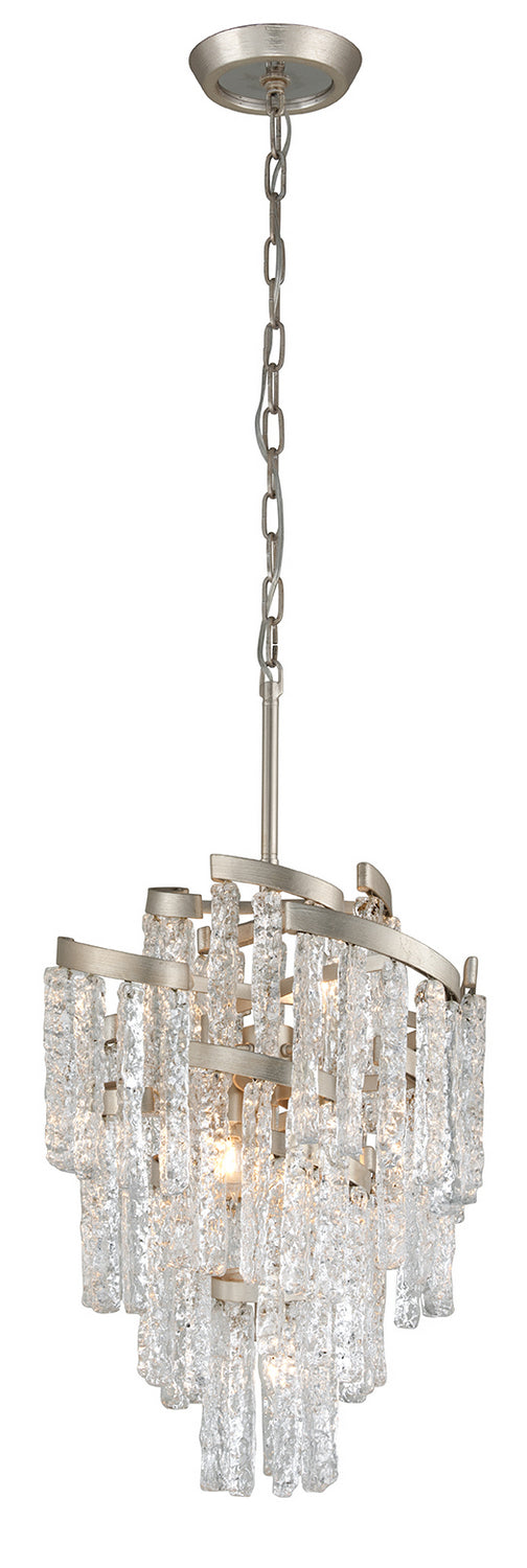 Corbett Lighting - Seven Light Chandelier - Mont Blanc - Modern Silver Leaf- Union Lighting Luminaires Decor