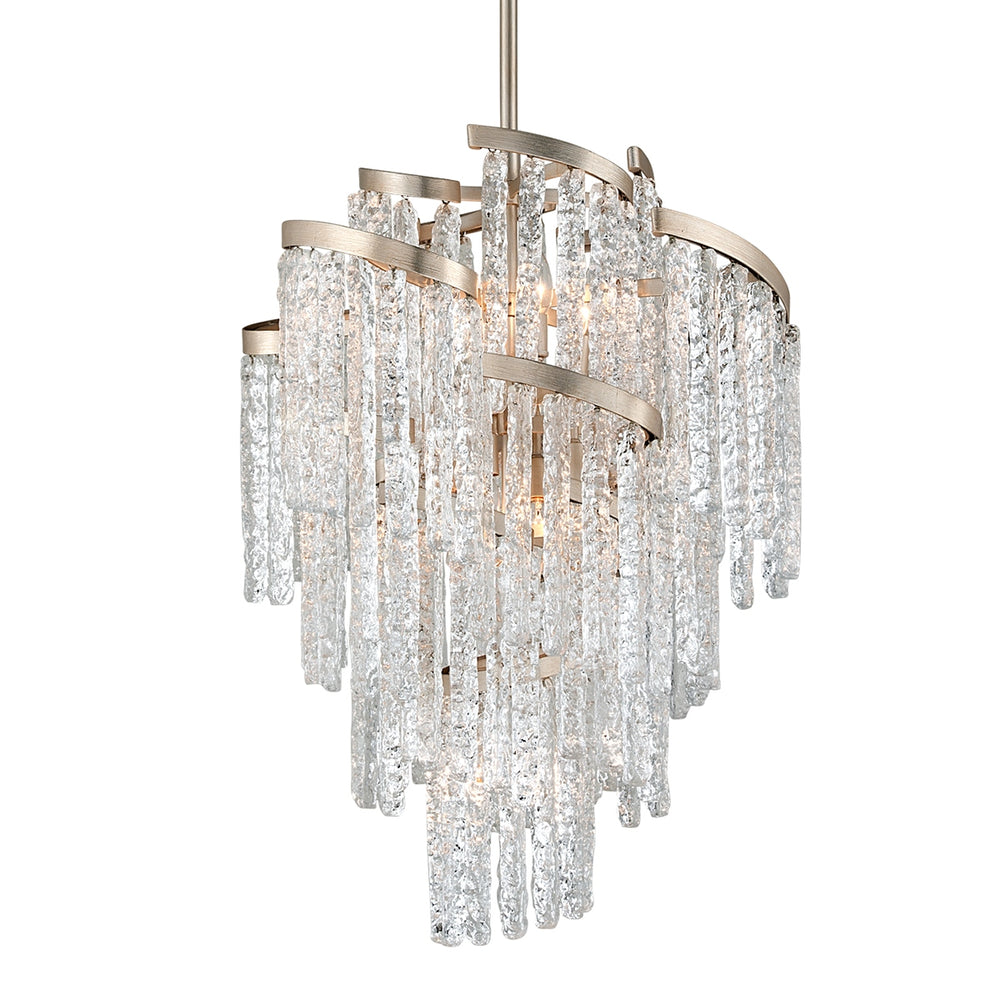 Corbett Lighting Canada - Nine Light Chandelier - Mont Blanc - Modern Silver Leaf- Union Lighting Luminaires Decor