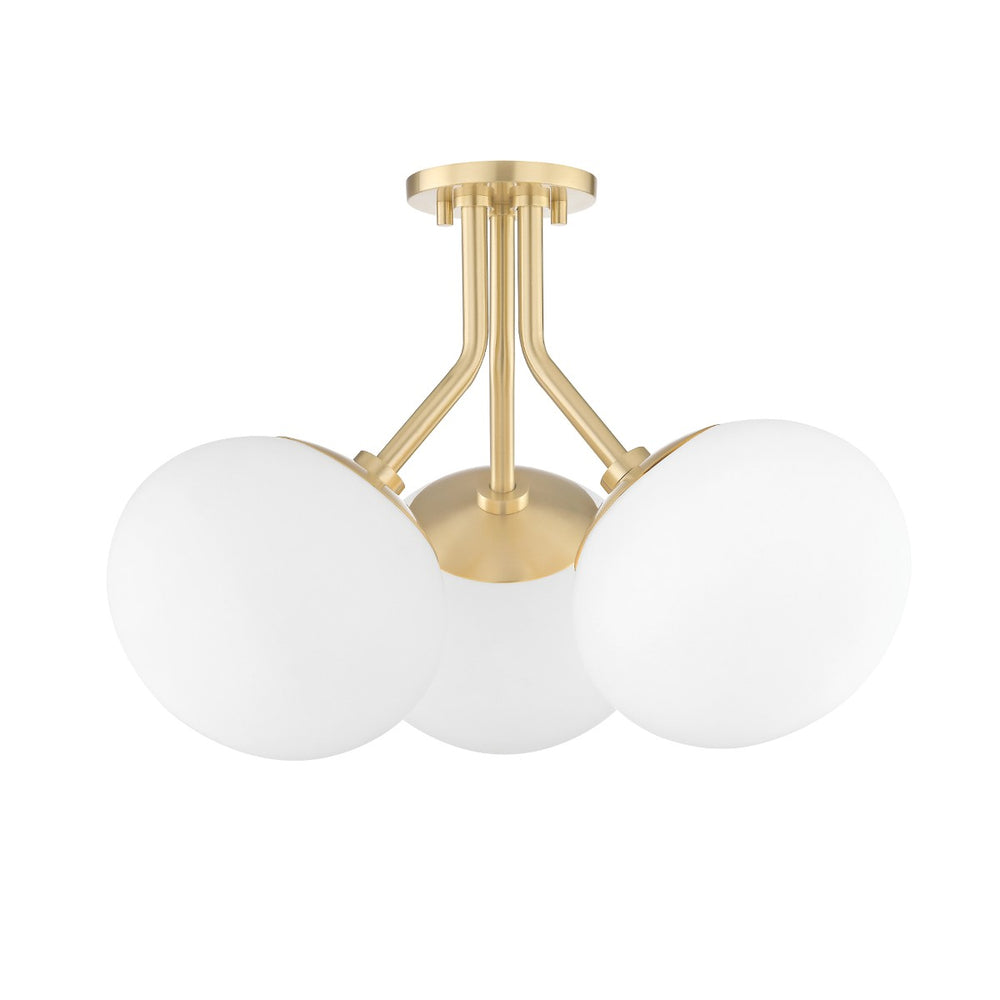 Mitzi Canada - Three Light Semi Flush Mount - Estee - Aged Brass- Union Lighting Luminaires Decor