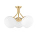 Mitzi Canada - Three Light Semi Flush Mount - Estee - Aged Brass- Union Lighting Luminaires Decor