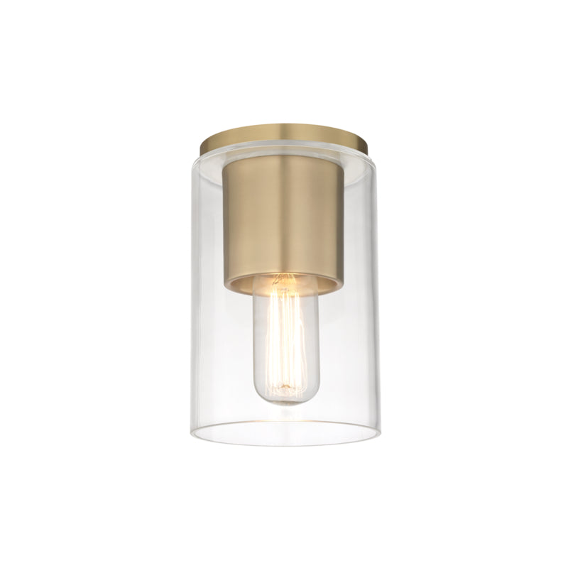 Mitzi - One Light Flush Mount - Lula - Aged Brass- Union Lighting Luminaires Decor