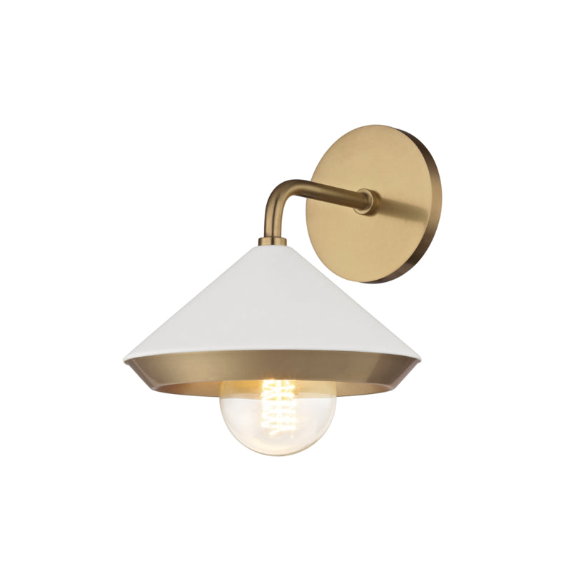 Mitzi - One Light Wall Sconce - Marnie - Aged Brass/Soft Off White- Union Lighting Luminaires Decor